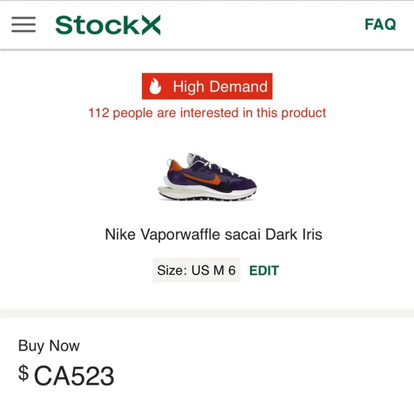 💜❤️ NIKE X SACAI VAPORWAFFLE - DK IRIS - MENS 6 WMNS 7.5 worn once! ❤️💜 - Picture 12 of 12